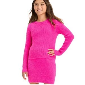 Bright Pink Kids Sweater and Skirt Set